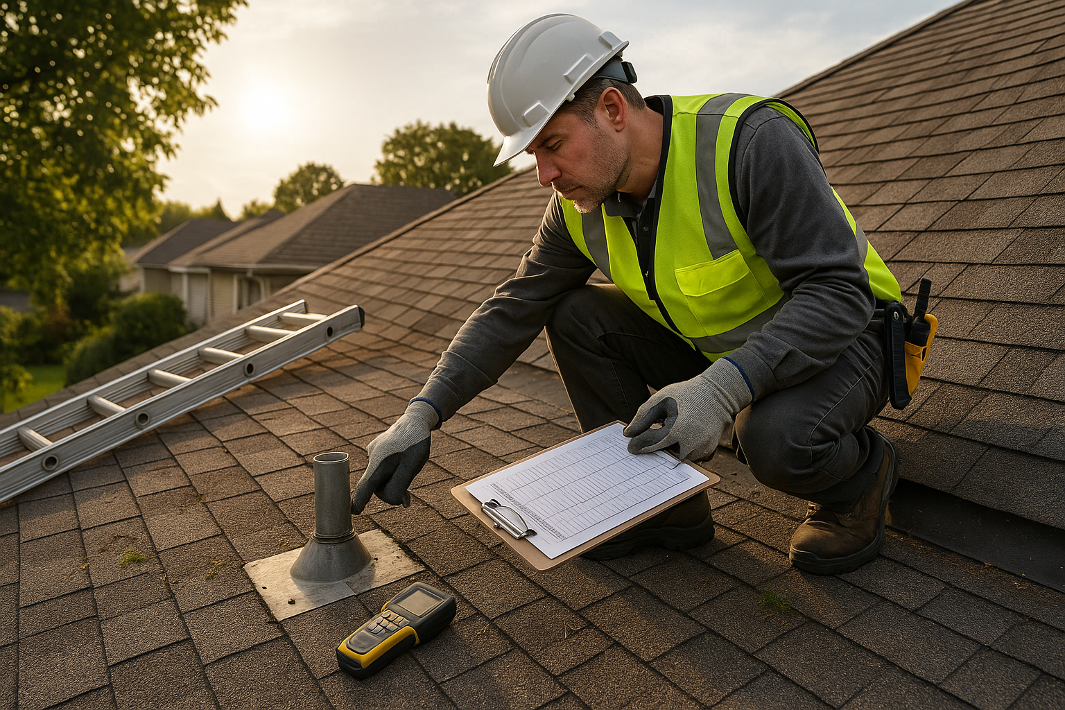 SP-what is included in a professional roof inspection Professional Roofer Inspecting Roof