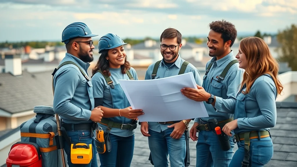 Professional roofing team collaboration highlighting premier roofing company and expert roofing contractors.