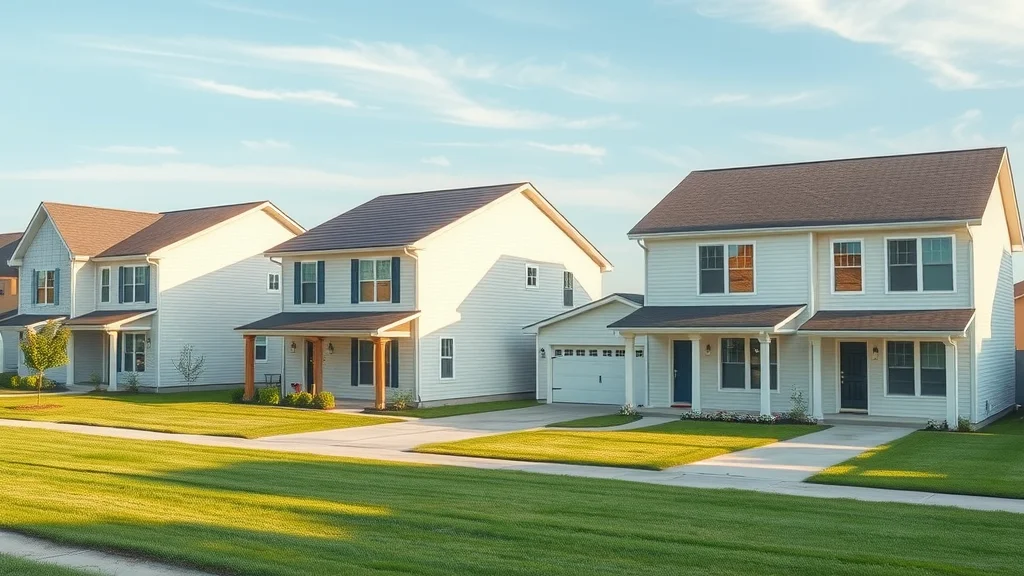 Modern residential neighborhood showing both flat roofs and sloped roofs under daylight, representing flat vs sloped roof replacement for homes.